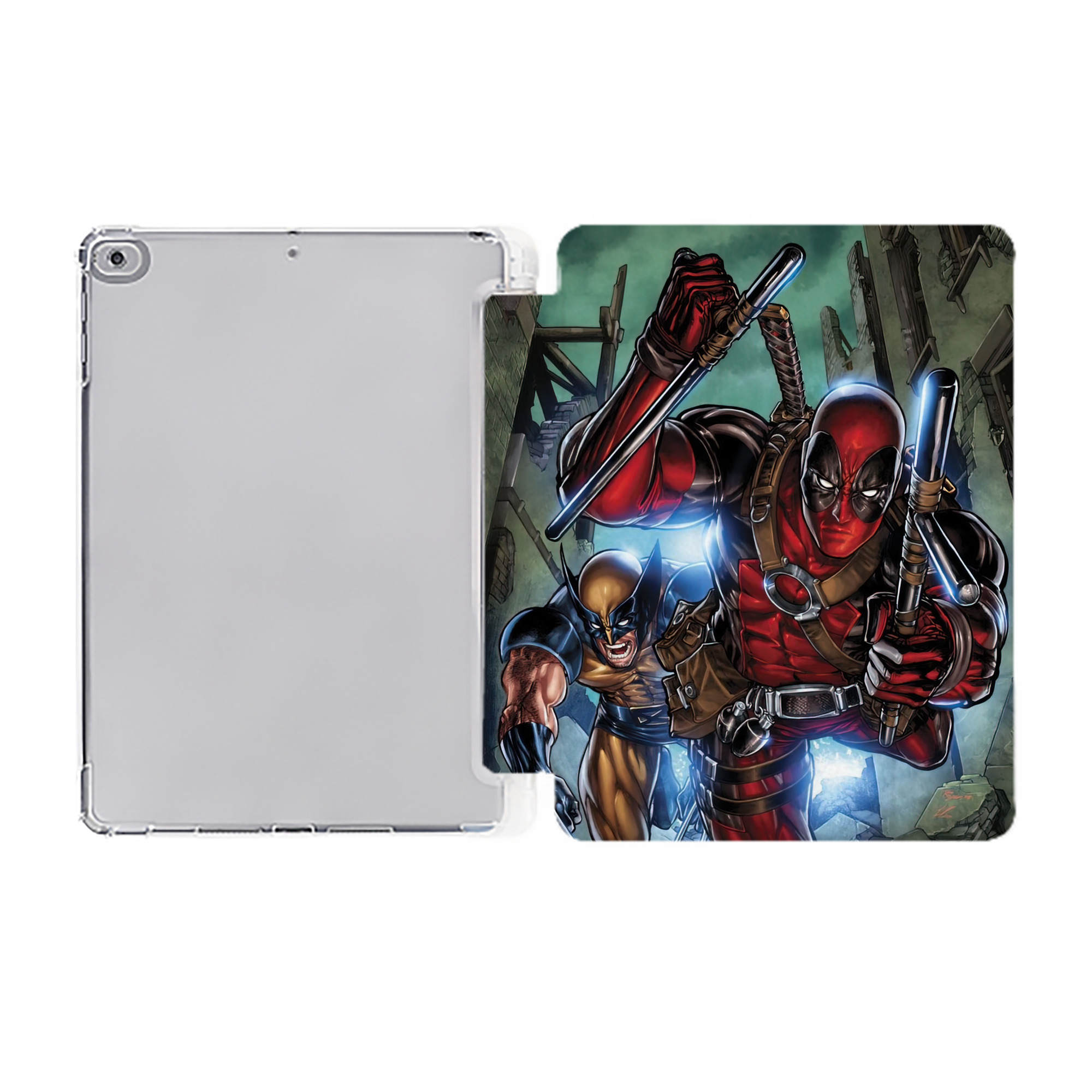 （画像用） Deadpool デッドプール IPad ケース ペン収納付き 三つ折りスタンド PUレザー×シリコン 対応機種9.5/10.5/10.9インチ
